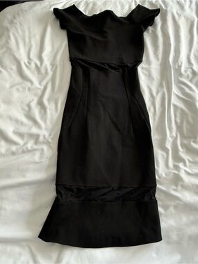 Ronny Kobo Collection Black Midi Dress with Flared Hem